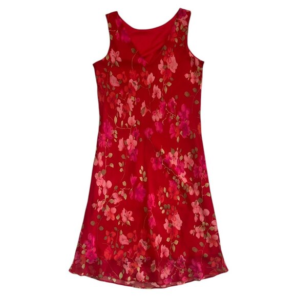 Vintage B.Moss Floral Shift Dress Red Size 4 Fairy 90s Y2K Romantic Feminine - Picture 3 of 9
